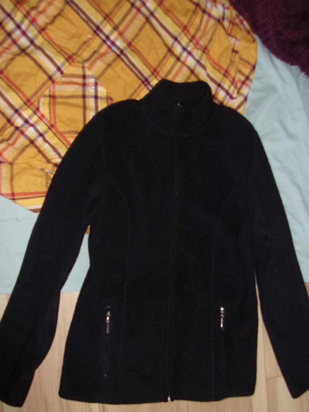 womens size extra small black  sweatshirt coat fleece jacket warm